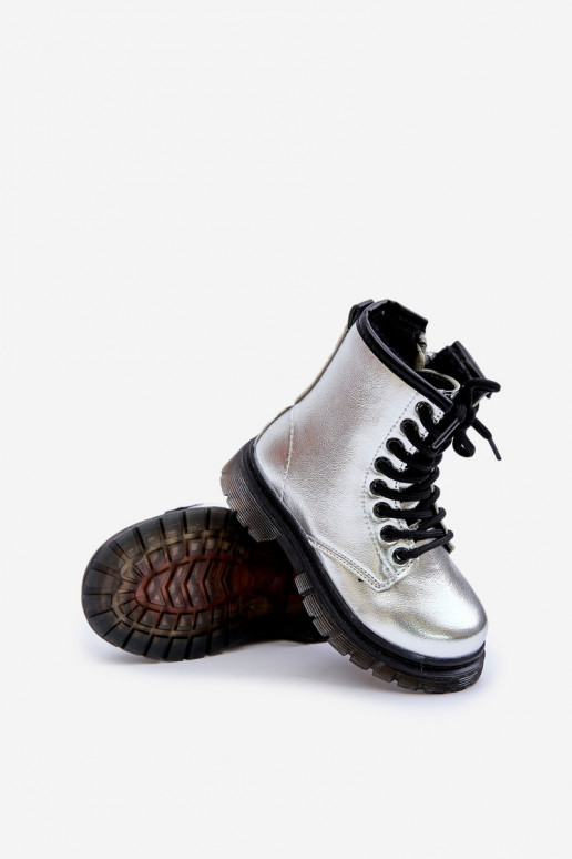 réchauffer Bottes Puéril avec effet vernis Au Château couleur argent Novita