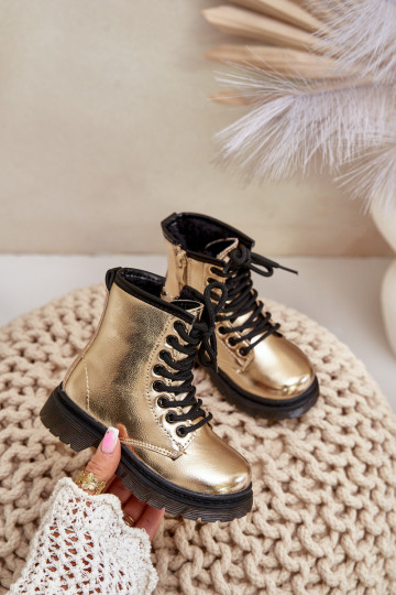 réchauffer Bottes Puéril avec effet vernis Au Château couleur dorée Novita