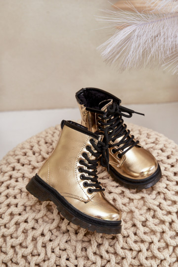 réchauffer Bottes Puéril avec effet vernis Au Château couleur dorée Novita 2