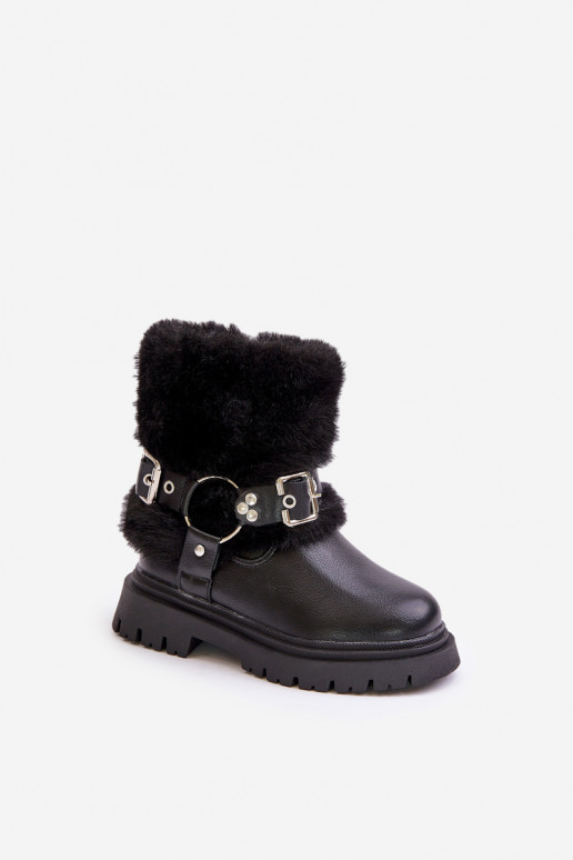 Eko Peau Bottes Puéril avec un manteau de fourrure I avec bouclesmi couleur noire Cartemes