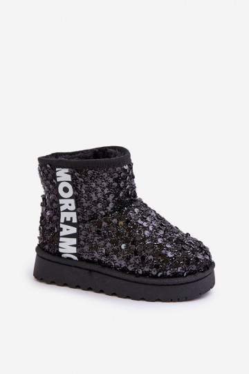 Bottes de neige pour enfants Bottes chaudes à flocons brillants en noir Rebbica 2
