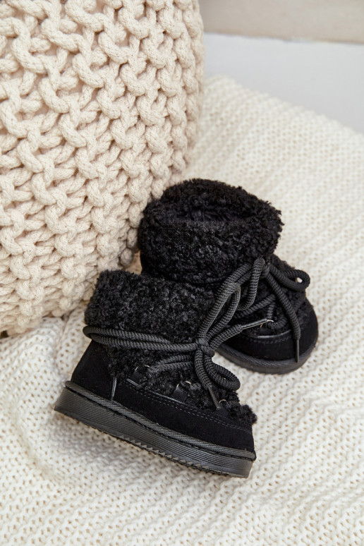 chaud Bottes Bottes de neige Puéril avec des sangles couleur noire Asija