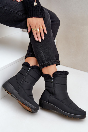 Bottes de neige Féminin Au Château avec un manteau de fourrure couleur noire Fiorittia