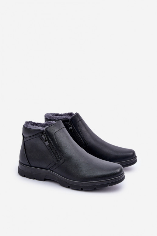 réchauffer pour hommes Bottes en cuir écologique couleur noire Daniello réchauffer pour hommes Bottes en cuir écologique couleur noire Daniello