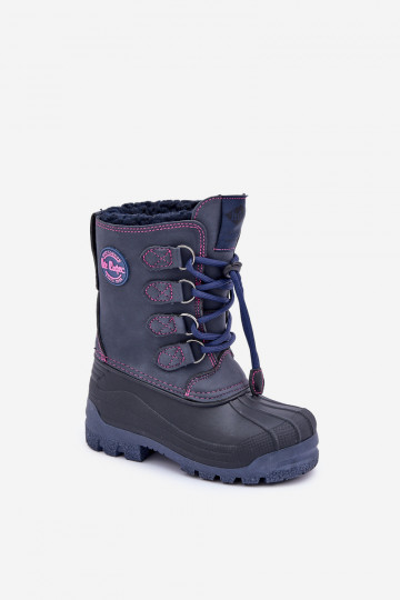 Groß Zuarm Schneestiefel Kindisch mit Schnappverschluss Lee Cooper LCJ-24-44-2843K Dunkelblau