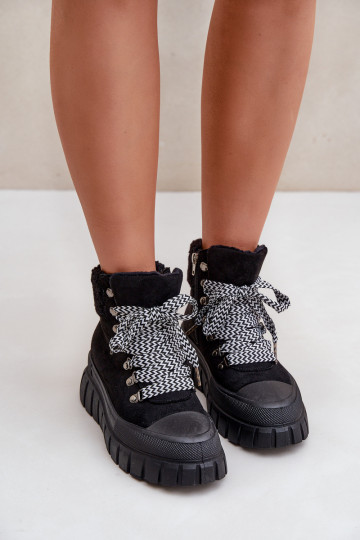 Bottines rembourrées pour femmes avec plateforme noire Alcyhen