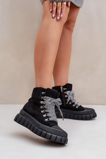 Féminin réchauffer Bottes chaussures avec une plateforme couleur noire Alcyhen 2