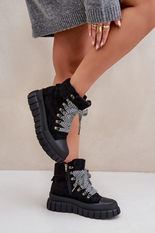 Bottines rembourrées pour femmes avec plateforme noire Alcyhen