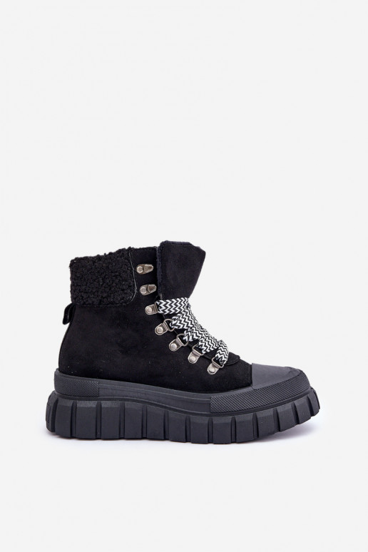 Gefütterte Damen-Plattformstiefel in Schwarz Alcyhen