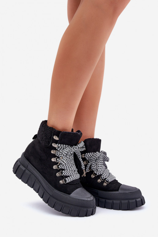 Gefütterte Damen-Plattformstiefel in Schwarz Alcyhen