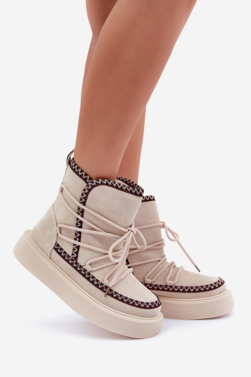 Bottes de neige Féminin Z Haftem avec une plateforme couleur ivoire Activéleris