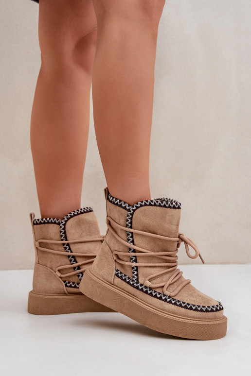 Schneestiefel mit Plattform in Braun