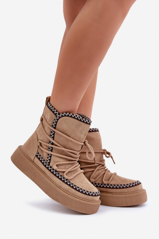 Snowboots met platform in bruin