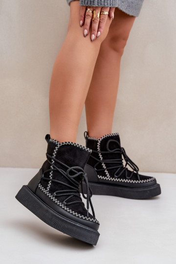 Snowboots met platform in zwart 2
