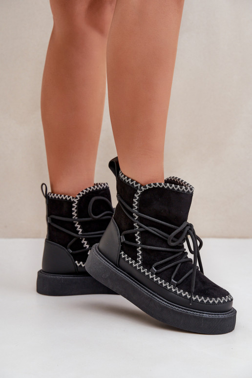 Schneestiefel mit Plattform in Schwarz