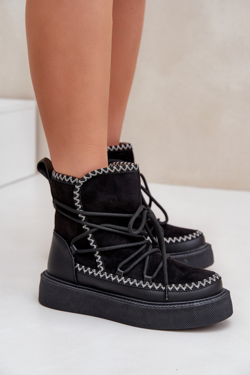 Snowboots met platform in zwart