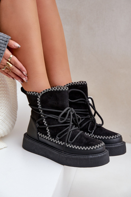 Schneestiefel mit Plattform in Schwarz