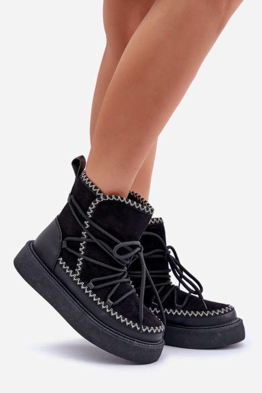 Snowboots met platform in zwart