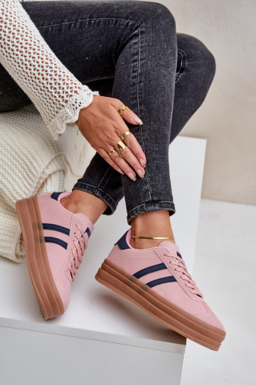 Chaussures modèle baskets Féminin avec une plateforme couleur rose Egelia