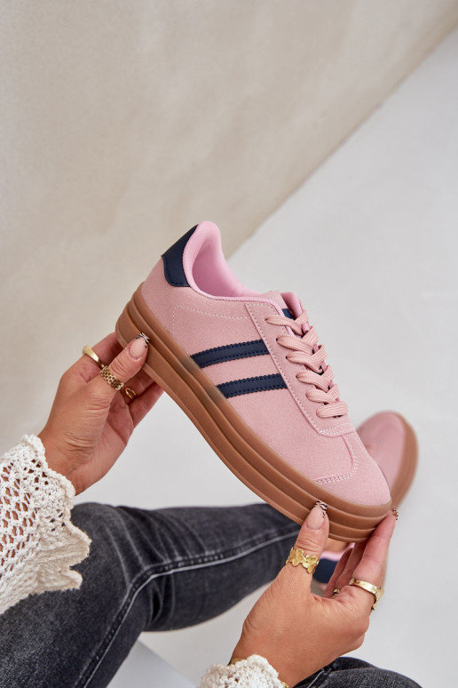 Sneakers model schoenen Dames met platform roze Egelia