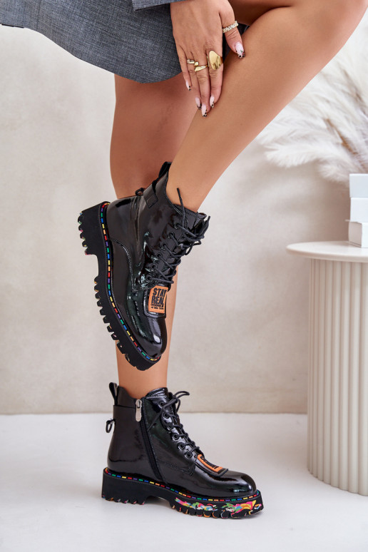 Bottes lacées noires et fourrées Artiker