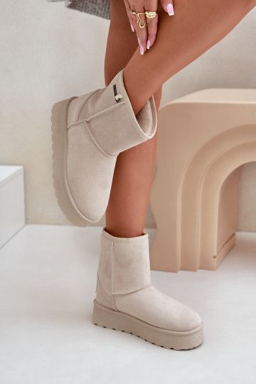 Groß Schneestiefel Feminin mit einer Plattform Big Star OO274897 elfenbeinfarbe