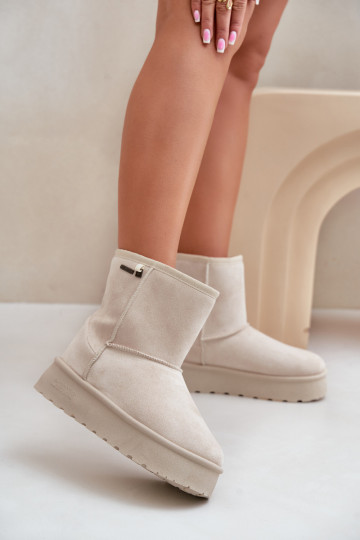 Grand Bottes de neige Féminin avec une plateforme Big Star OO274897 couleur ivoire 2