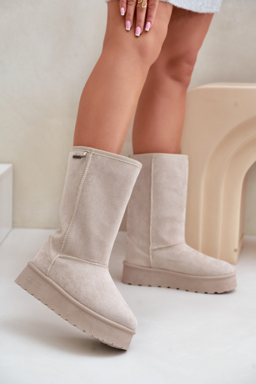 Groß Schneestiefel mit einer Plattform Big Star OO274894 elfenbeinfarbe Groß Schneestiefel mit einer Plattform Big Star OO274894 elfenbeinfarbe