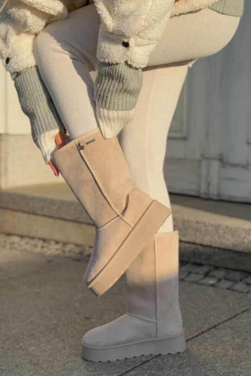 Groß Schneestiefel mit einer Plattform Big Star OO274894 elfenbeinfarbe Groß Schneestiefel mit einer Plattform Big Star OO274894 elfenbeinfarbe