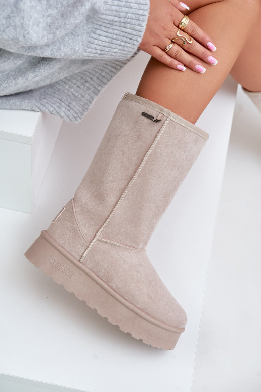 Grand Bottes de neige avec une plateforme Big Star OO274894 couleur ivoire