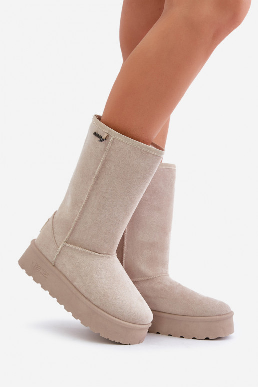 Groß Schneestiefel mit einer Plattform Big Star OO274894 elfenbeinfarbe Groß Schneestiefel mit einer Plattform Big Star OO274894 elfenbeinfarbe