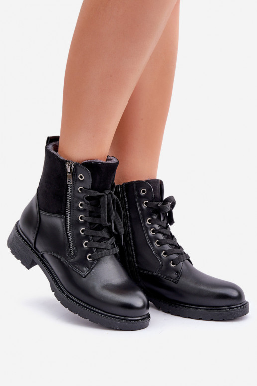 réchauffer Bottes avec des talons larges Eko Peau couleur noire Activéoise