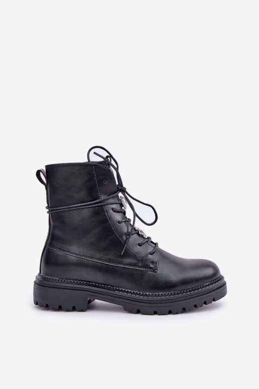 Bottines isolées avec lanières et lacets noirs Irivina