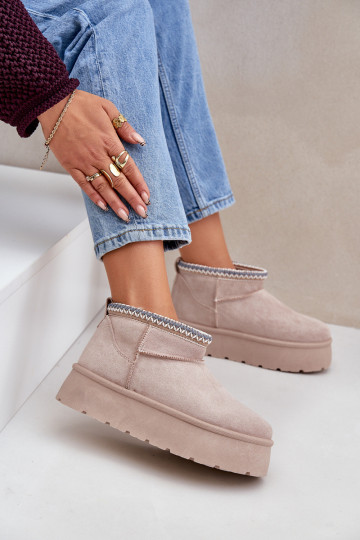 Bottes de neige avec une plateforme Avec des décorations Haftem couleur ivoire Heslania