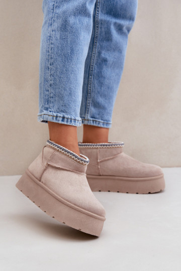 Bottes de neige avec une plateforme Avec des décorations Haftem couleur ivoire Heslania 2