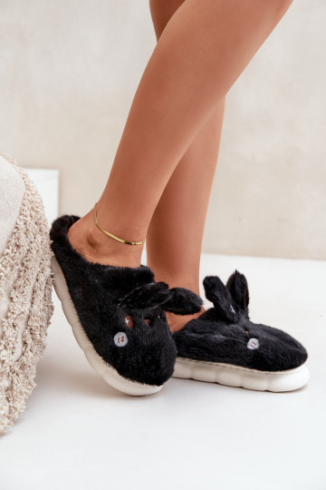 Chaussons avec peluche thème Lapin noir Tasha 2