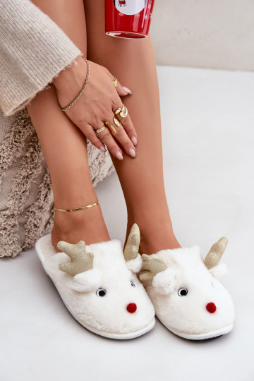 Slippers Kerstmis Met Thema Rendier met bont Initte kleur Asielle