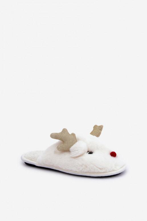 Slippers Kerstmis Met Thema Rendier met bont Initte kleur Asielle Slippers Kerstmis Met Thema Rendier met bont Initte kleur Asielle