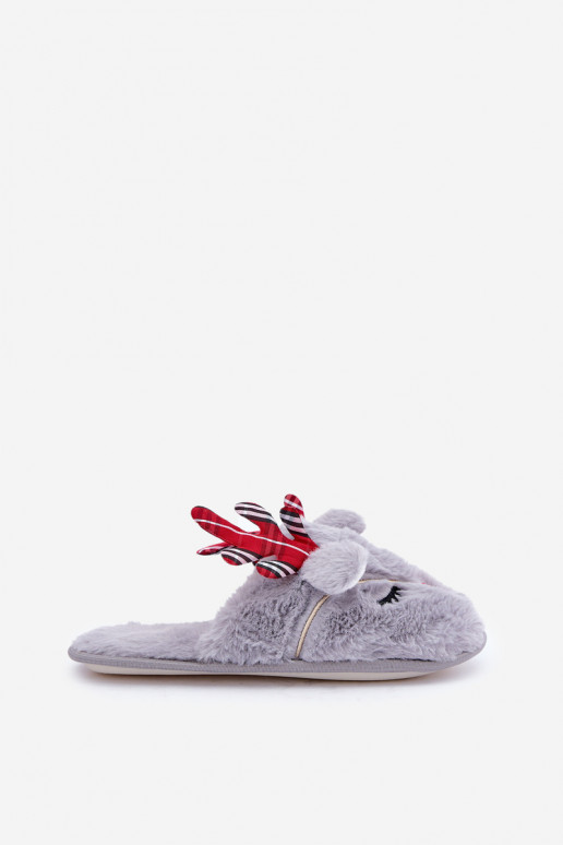 Noël Chaussons Avec un thème Renne couleur grise Sylaia Noël Chaussons Avec un thème Renne couleur grise Sylaia