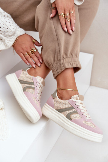 Chaussures modèle baskets Féminin Avec tresse avec une plateforme Couleurs différentes Lesida