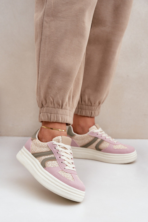 Schoenen met sneakers-model voor dames met vlechtdetails en platform in verschillende kleuren Lesida