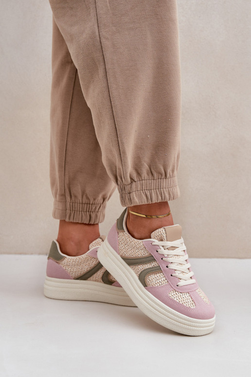 Schoenen met sneakers-model voor dames met vlechtdetails en platform in verschillende kleuren Lesida