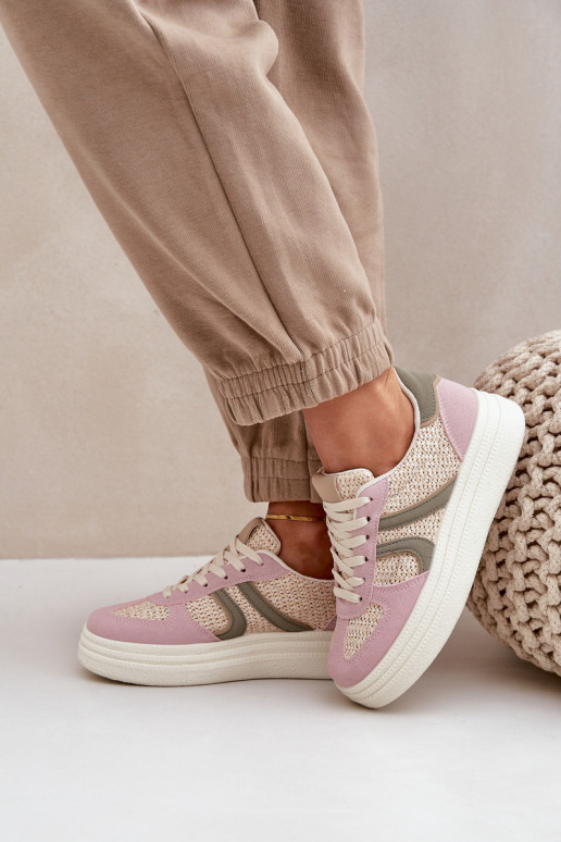 Chaussures modèle baskets Féminin Avec tresse avec une plateforme Couleurs différentes Lesida