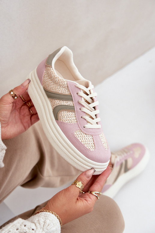Chaussures modèle baskets Féminin Avec tresse avec une plateforme Couleurs différentes Lesida