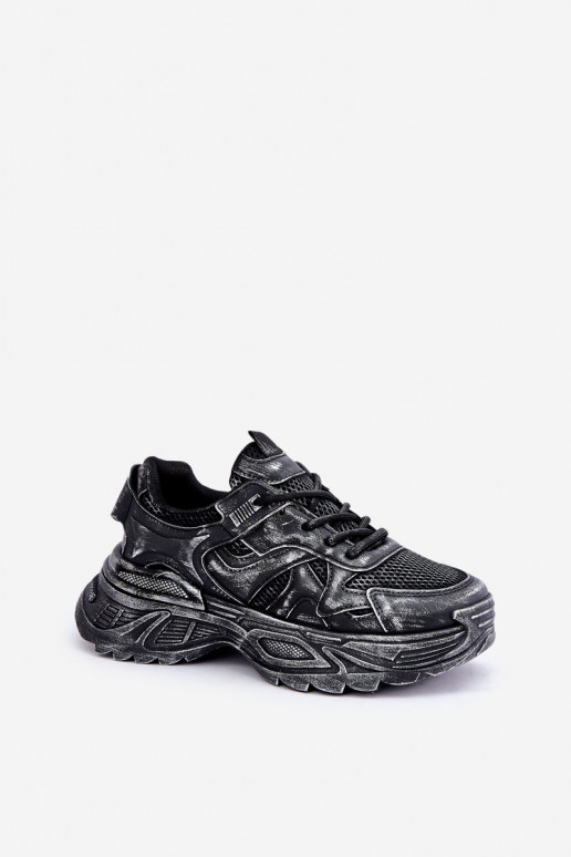 Bottines pour femmes style sneakers avec plateforme et usure noire SeladĮen