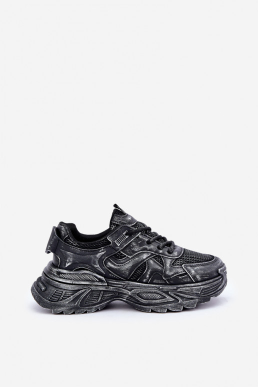 Bottines pour femmes style sneakers avec plateforme et usure noire SeladĮen
