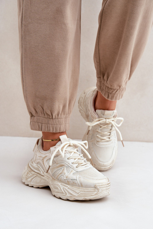 Sneakers Stilvollllschuhe Feminin Z Przetarciami mit einer Plattform Beige SeladZuen Sneakers Stilvollllschuhe Feminin Z Przetarciami mit einer Plattform Beige SeladZuen