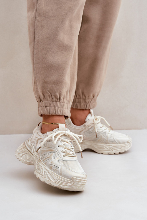 Sneakers Stilvollllschuhe Feminin Z Przetarciami mit einer Plattform Beige SeladZuen Sneakers Stilvollllschuhe Feminin Z Przetarciami mit einer Plattform Beige SeladZuen