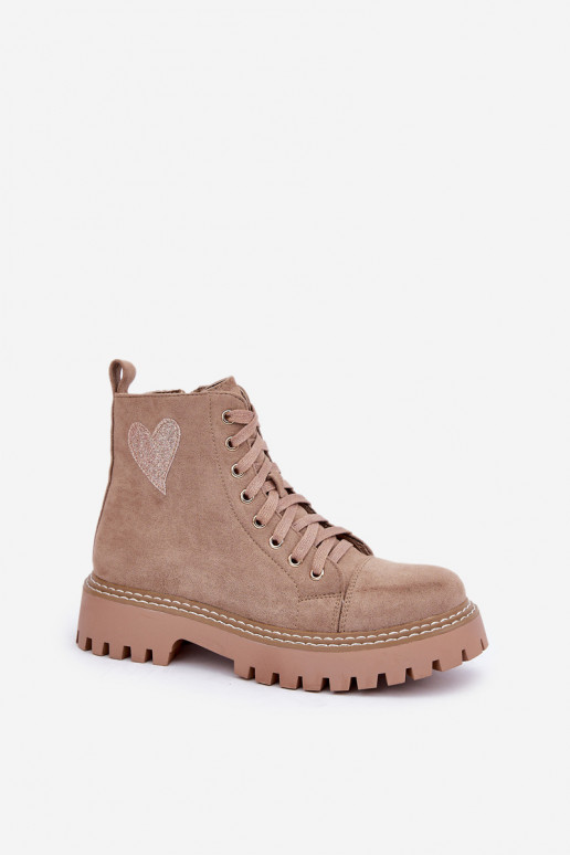 Damenstiefel Z mit Glitzer und Herzchen in sandfarbener Ausführung von Įjungtariri