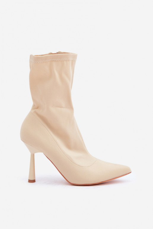 Bottines avec talons fins couleur ivoire Amune